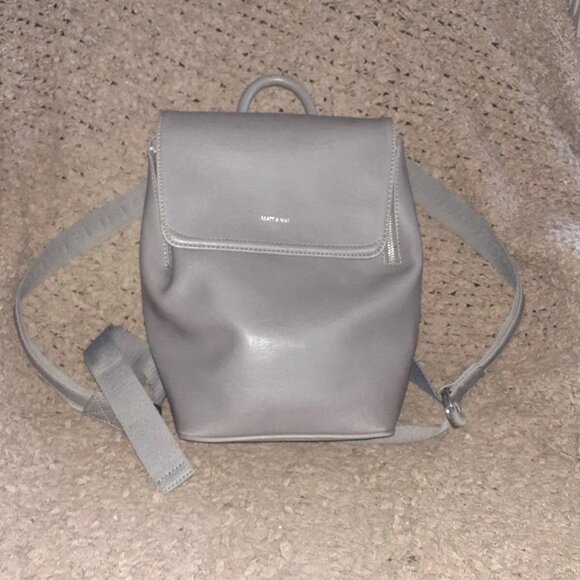 MATT & NAT-Vintage Fabi Mini Backpack-Gray-Vegan Leather-Excellent - Picture 1 of 8